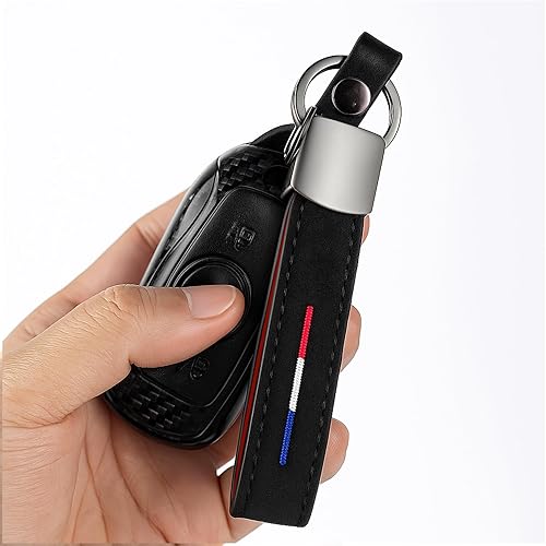 Bandera americana de 3 colores con rayas bordadas en cuero negro pistola Anillo de llavero para todos los AUTOS (Bandera americana de 3 colores)