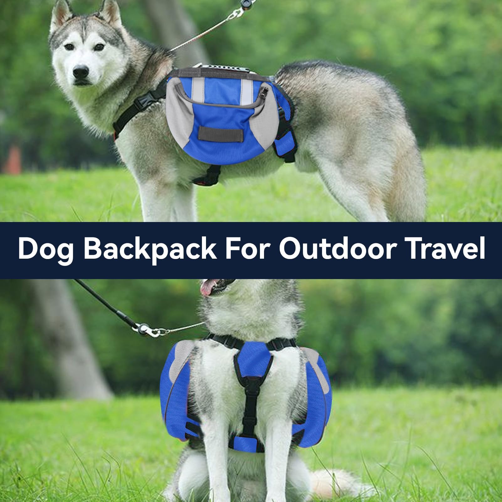 Cyrank Dog Backpack for Medium Dogs Dog Vest Saddlebag Dog Pack Tactical Backpack Harness with Reflective Tape and Side Pockets for Hiking Walking Training Running(M) - Image 2