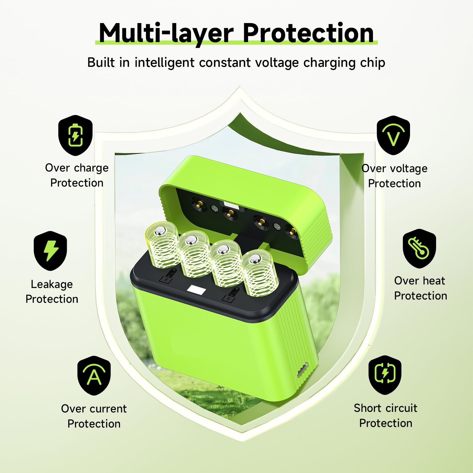 CITYORK Lot de 4 piles AA rechargeables au lithium avec chargeur, 1,5 V haute capacité 3000 mWh, batterie au lithium AA avec boîte de rangement intégrée