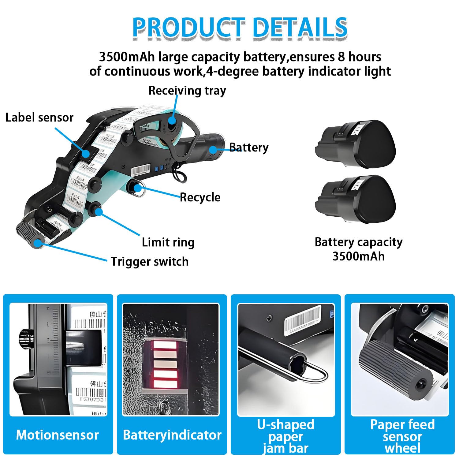 Distributore Automatico di Etichette con sensore, Larghezza Etichetta 15-40 mm, Lunghezza di erogazione 15-60 mm, calibrazione con Un Solo Tasto, per spedizioni e Magazzino 80mm