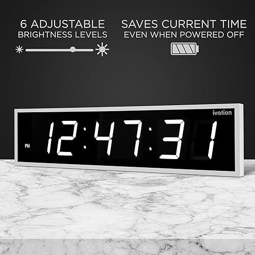 Miniatura 4 de Ivation Gran reloj digital LED de gran tamaño de 72 pulgadas  Reloj digital grande con pantalla multifunción - cronómetro, temporizador, alarmas,