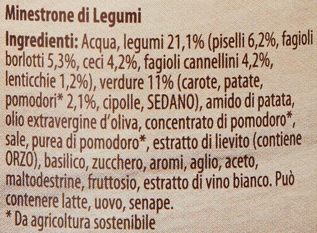 Italian Gourmet Hülsenfrüchte Minestrone Suppe 12 x 500 g Dose – Herzhafte italienische Gemüsesuppe mit Bohnen & Leguminosen, Großpackung Vorrat, schnell servierfertig + Italian Gourmet Polpa