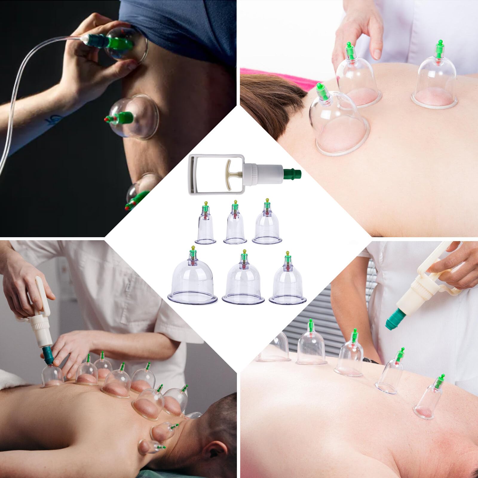 Cupping Ventouse Ensemble, 12pcs Tasses Ensemble de Ventouses Vide Ventouses Kit de Massage avec Pompe à Vide avec Aimants Thérapeutiques Ventouses de Massage pour Soulager les Douleurs