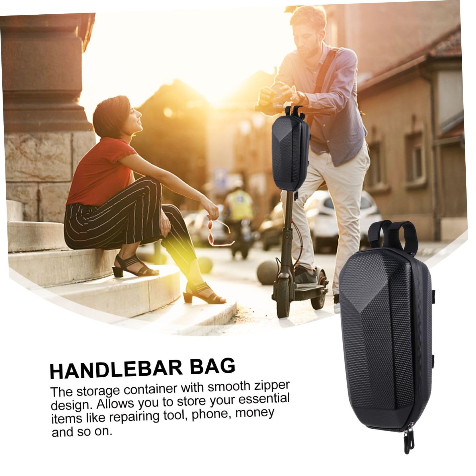 ibasenice wasserdichte Lenkertasche für Elektroroller Praktische Aufbewahrungstasche für Handy Schlüssel und Kleine Utensilien Einfache Installation Langlebig für Fahrradzubehör