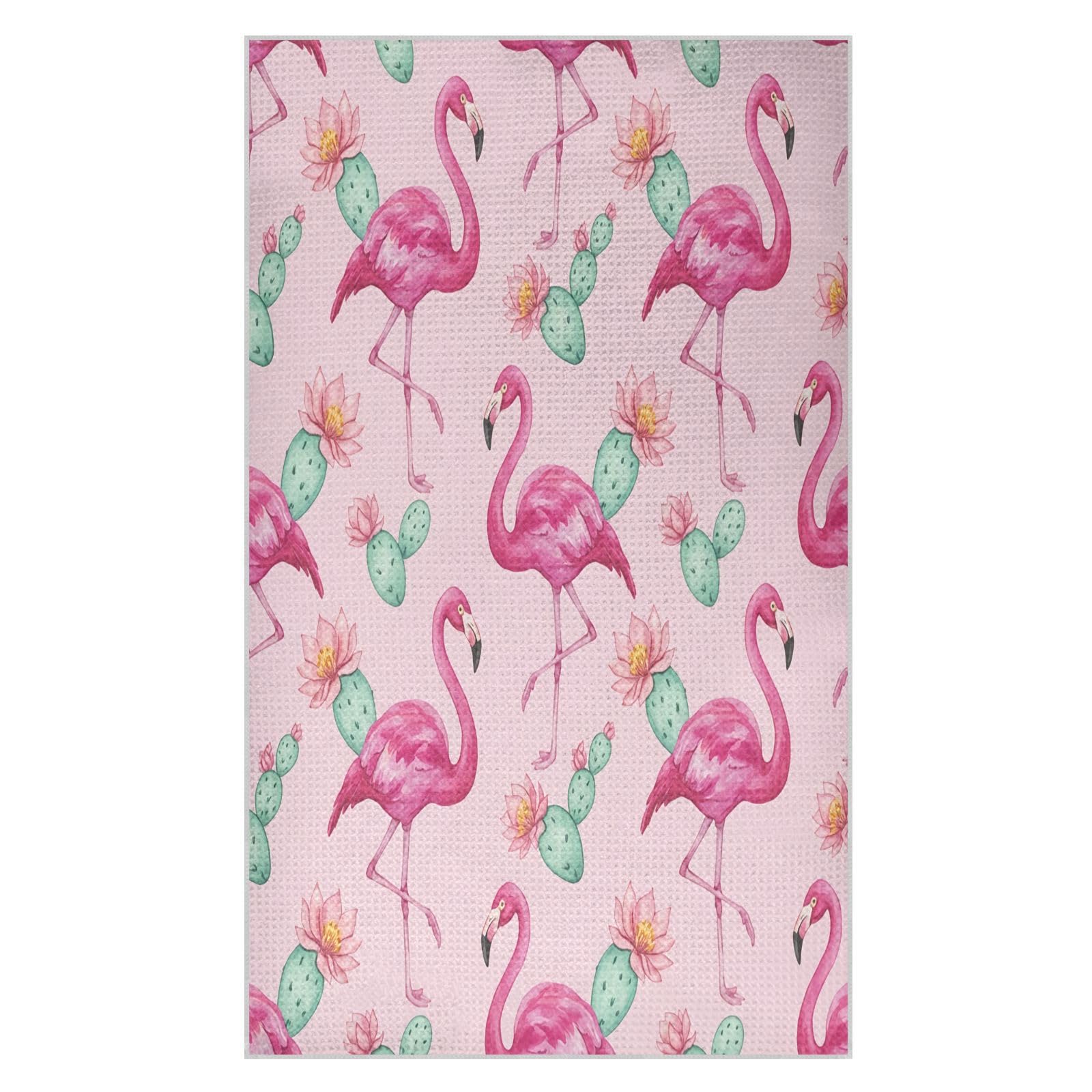 BURSTDDY Flamingo Kitchen Towels,Absorbent Dish Towels 2 Pack