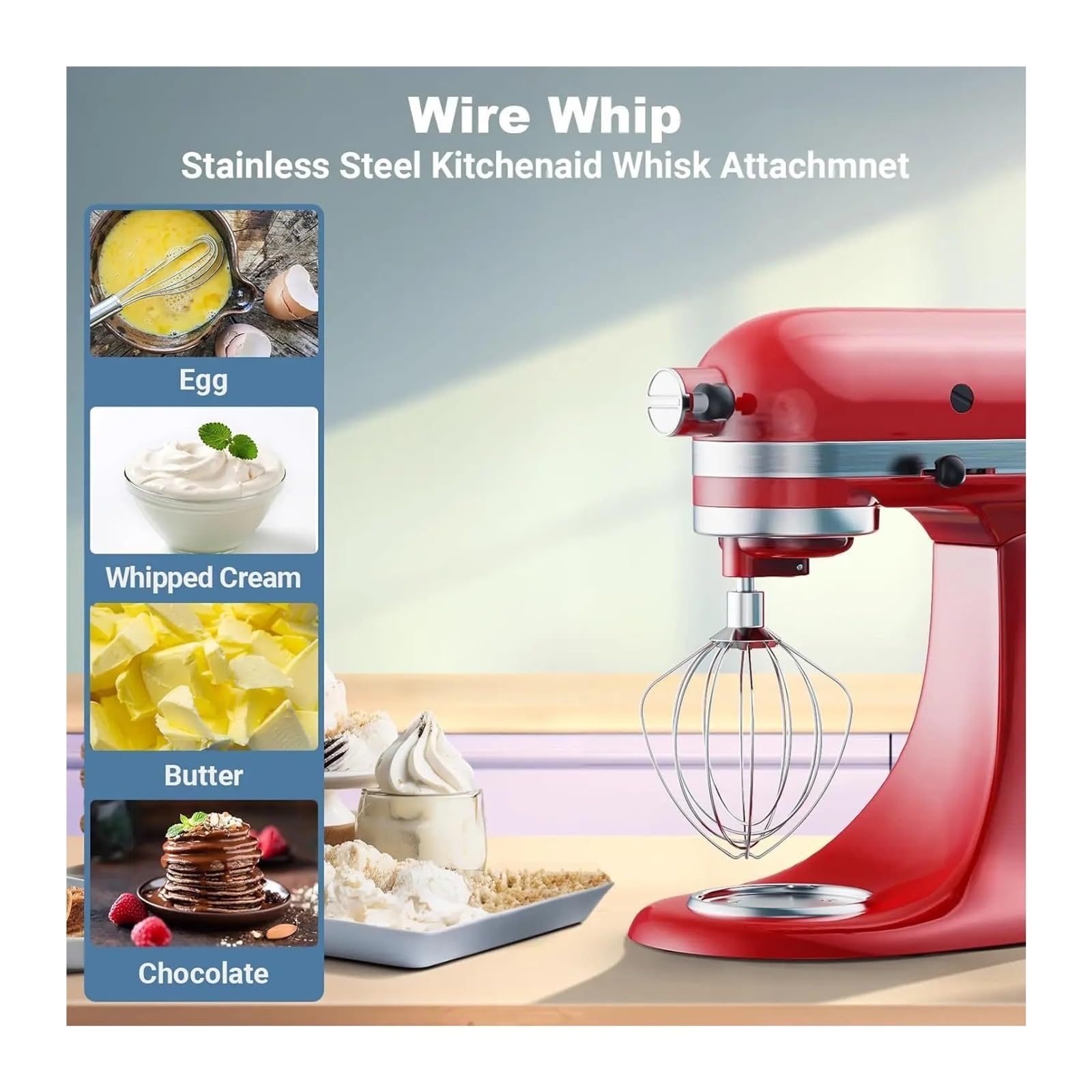 Mikser z 6 końcówkami do miksowania, mini trzepaczka, kompatybilny z KitchenAid, głowica uchylna o pojemności 3,5 kwarty KSM3311/KSM3316, 3 qt 3,5 qt.