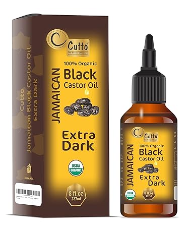 Organic Extra Dark Jamaican Black Castor Oil (237ml), With Traditional & Typical Handmade Roasted Castor Beans I Good For Hair And Skin Health