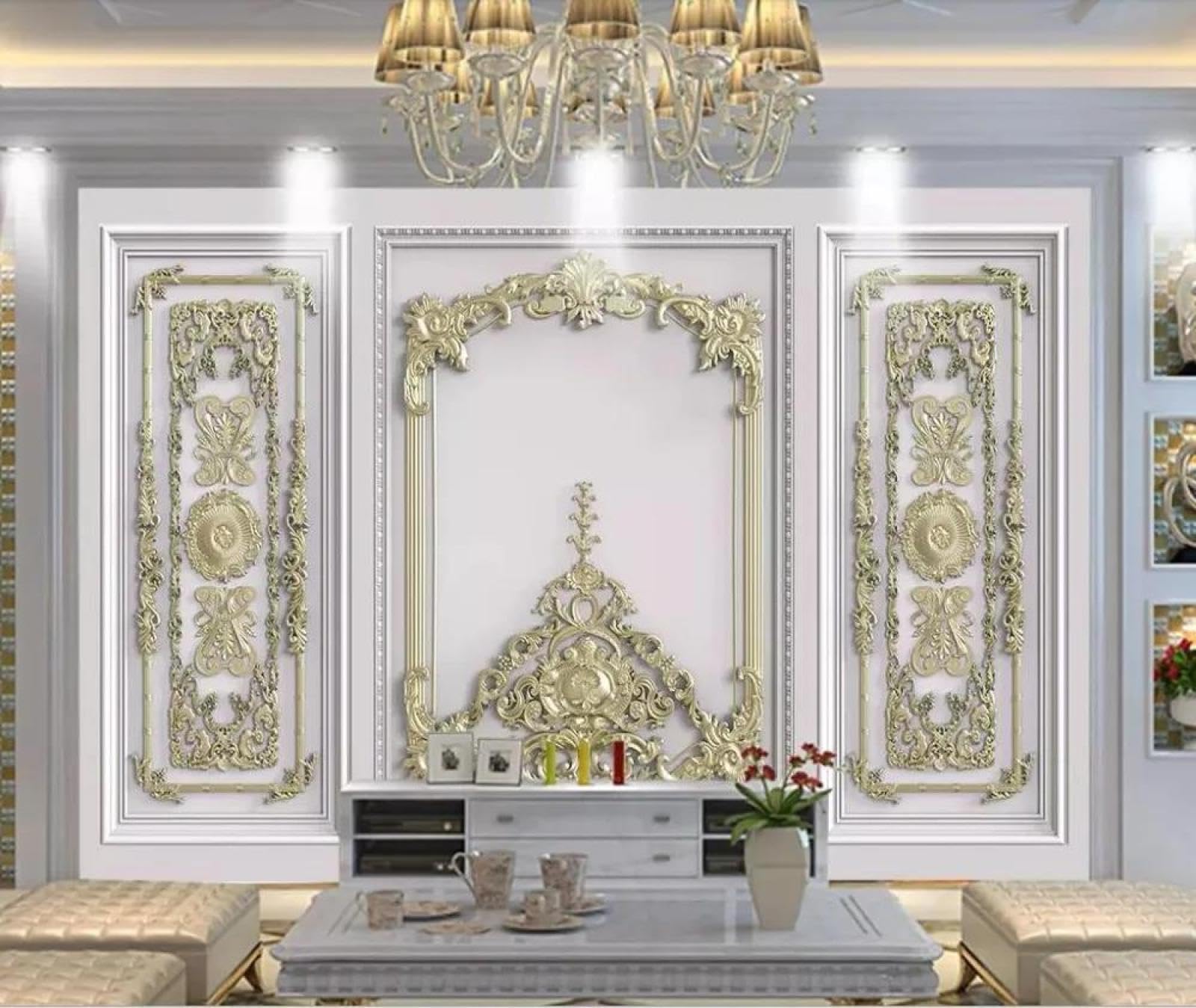 Papier peint 3D ligne d'or salon grand format papier peint intissé chambre