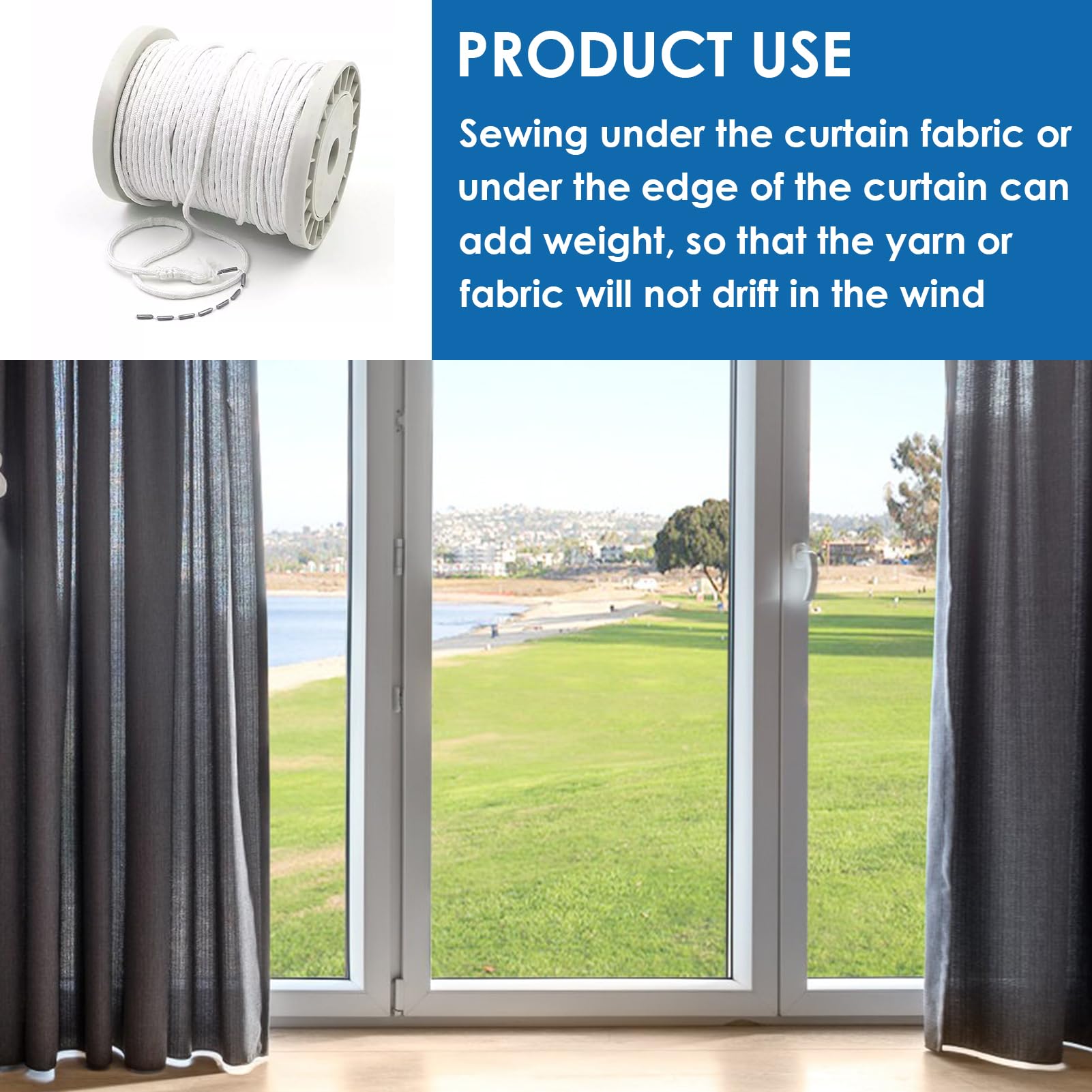 Tresse de Plomb Magnétique de 5 mètres pour Rideaux et Textiles, 30g par Mètre, Idéal pour Rideaux, Nappes et Moustiquaires, Durable et Lavable