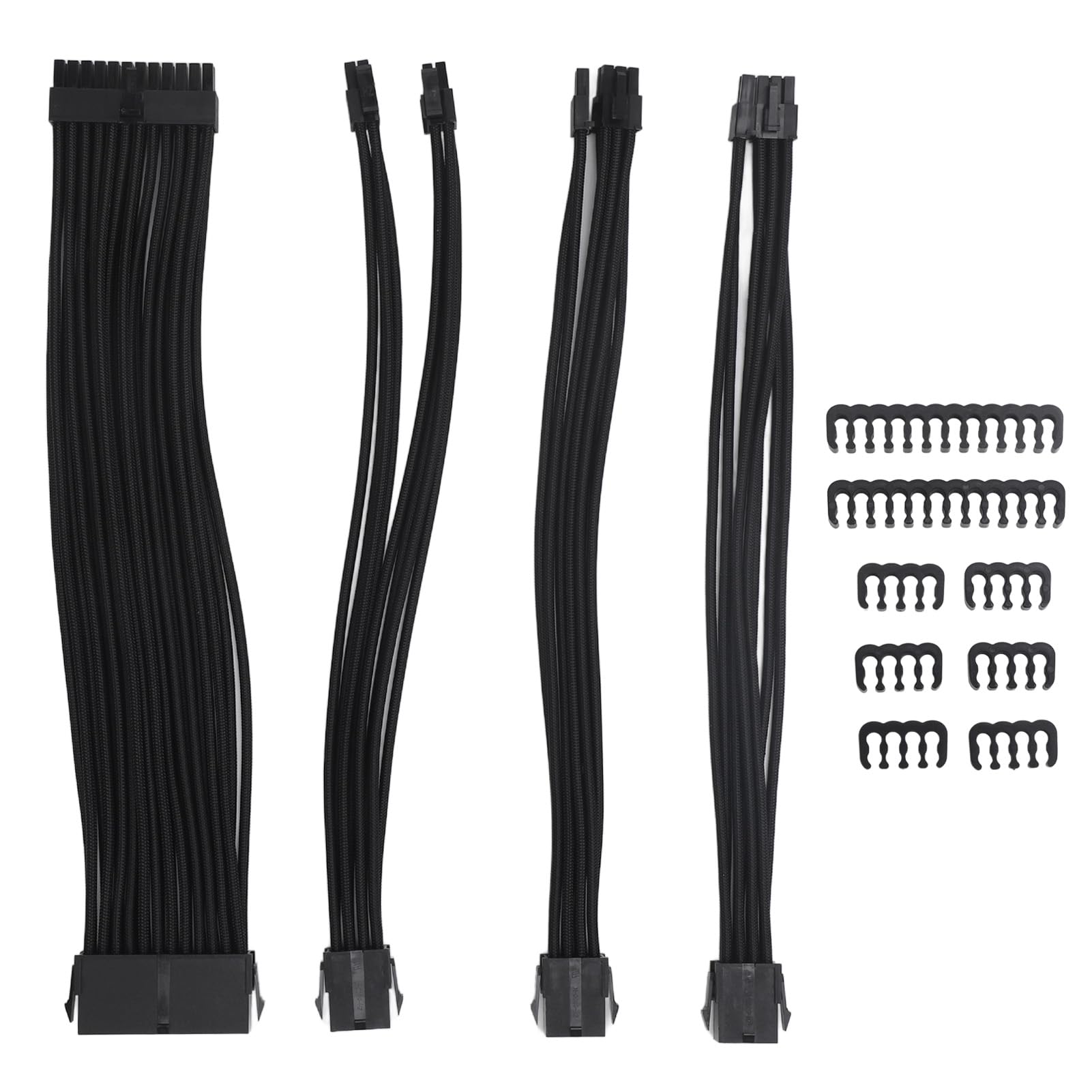 Estensione del Cavo PSU, 30 Cm 4 Parti Set di Cavi di Estensione PC con Pettine GPU (BLACK)