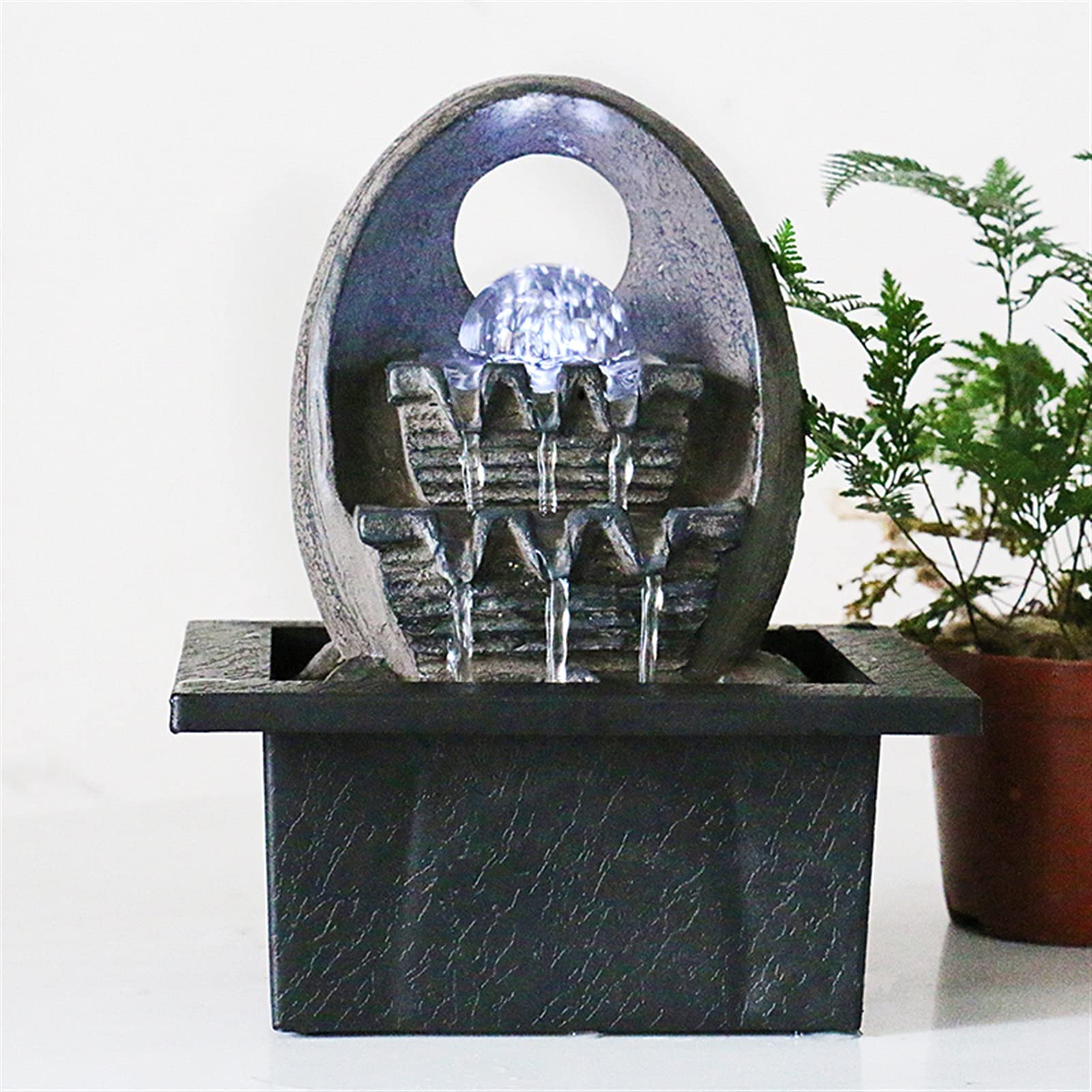 Tafelblad fontein LED Desktop Fontein Interieur Decoratie Ornamenten Draagbare Desktop Decoratie Soothing Relaxation Zen Meditation Waterfall Fontein Waterfontein binnen (Color : C