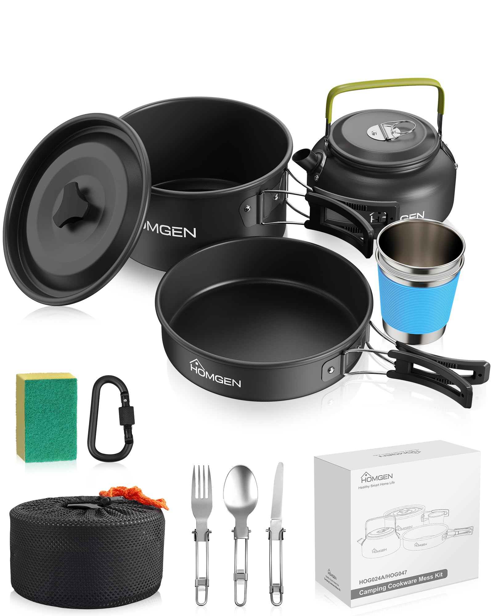 HOMGEN 12 stks Ultralight Geanodiseerd Aluminium Camping Kookgerei Set