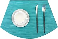 Vista 3 de PIGCHCY Juego de 6 manteles individuales en forma de cuña con centro de mesa, redondos, lavables, resistentes al calor, manteles individuales