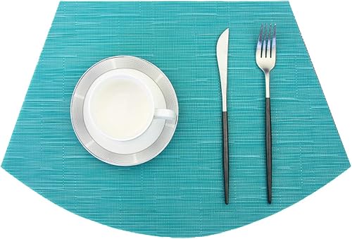 Miniatura 3 de PIGCHCY Juego de 6 manteles individuales en forma de cuña con centro de mesa, redondos, lavables, resistentes al calor, manteles individuales para