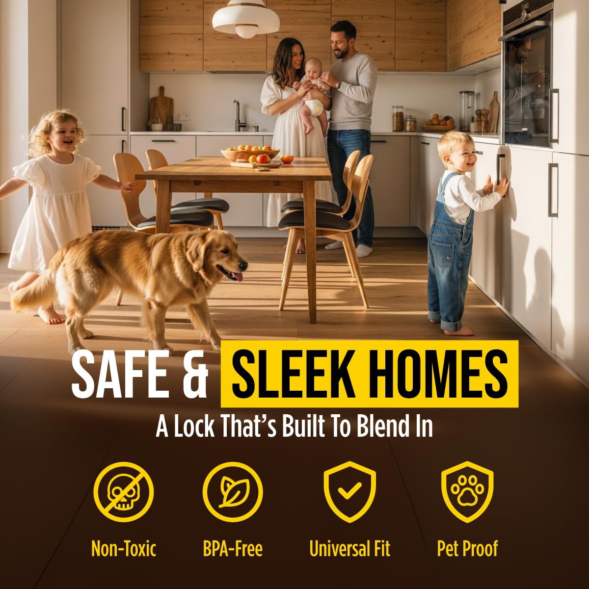 Ulepszone zamki zatrzaskowe do szafek dla dzieci, zatrzaski zabezpieczające przed dziećmi, niewidoczne, samoprzylepne zamki do szuflad dla dzieci, pasują do większości szafek i szuflad, montaż bez wiercenia, (czarne)