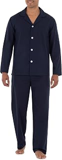 Fruit of the Loom Men's Long Sleeve Broadcloth Pajama Set - Ultra-Soft All-Season Sleep & Lounge Comfort