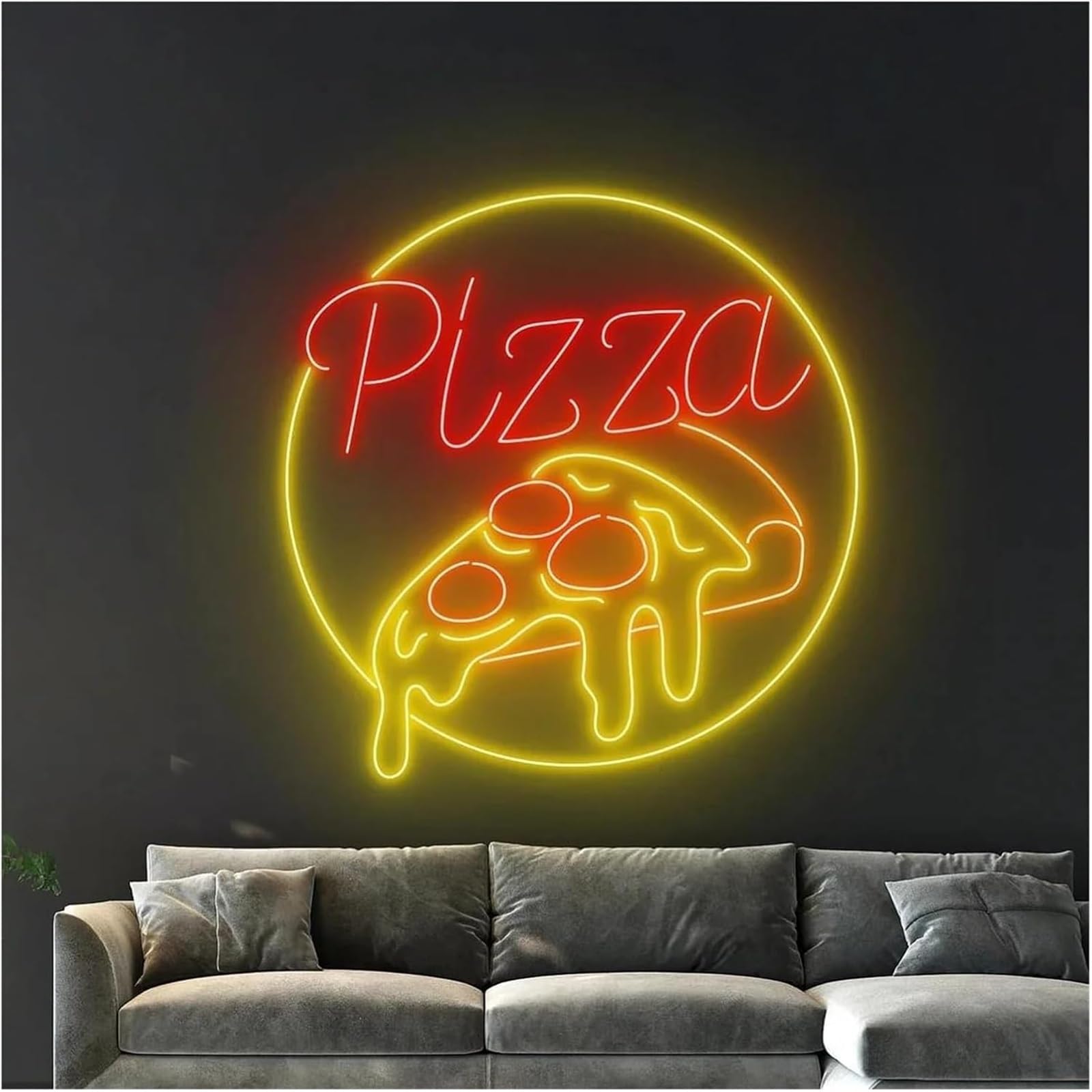 Lampada al neon con scritta "Pizza" dall'atmosfera rilassante, alimentata da, Luce, Decorazione murale