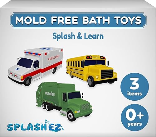 Miniatura 3 de SplashEZ Juguetes de baño para bebés sin moho, juguetes de baño sin agujeros para niños pequeños, juego de 6 autos para niños, juego de 6 vehículos