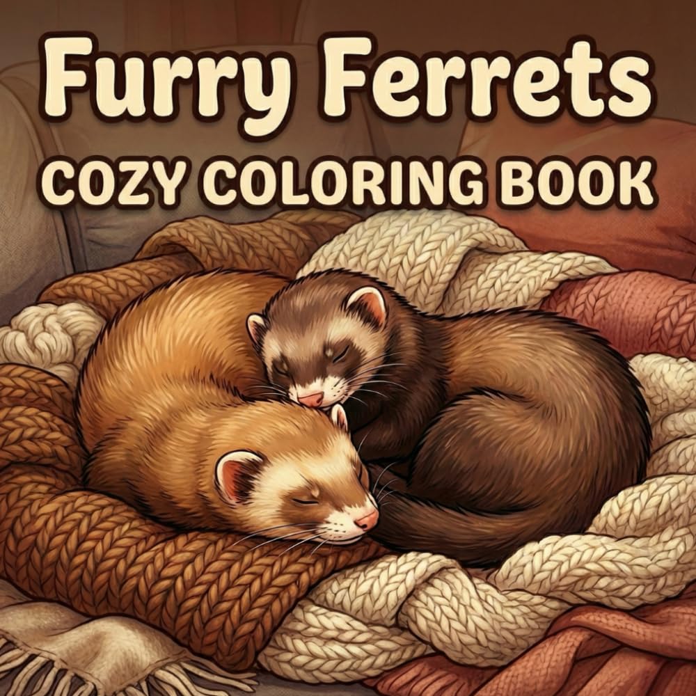 Furry Ferrets | Cozy Coloring Book: A Relaxing Coloring Book with Fluffy Ferrets, Warm Scenes, and Calm Aesthetic Designs