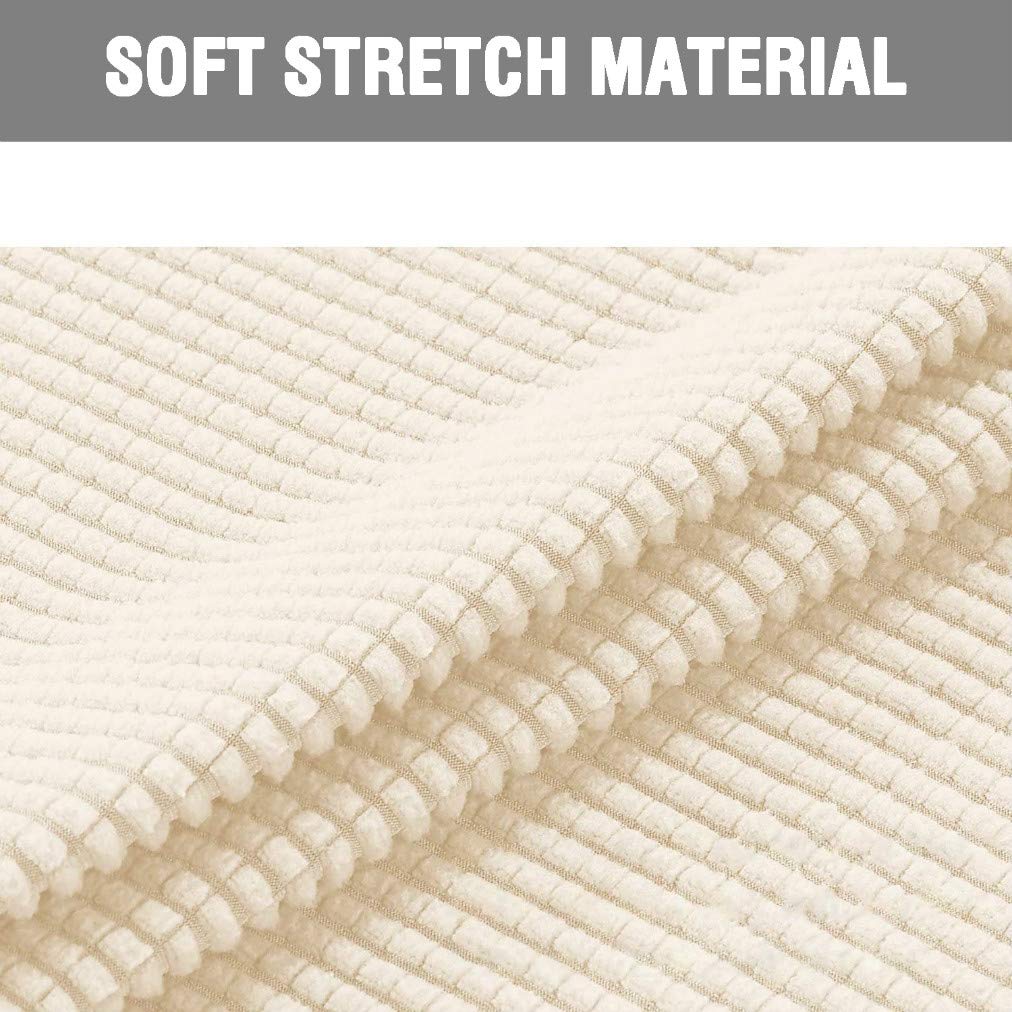 Dioxide Coprisedie con Schienale 4 Pezzi, Sedia Bi-Elastico per Una Misura Universale, Molto Facile da Pulire e Resistente, Coprisedile, Office, Arredamento Ristorante (Beige,4)