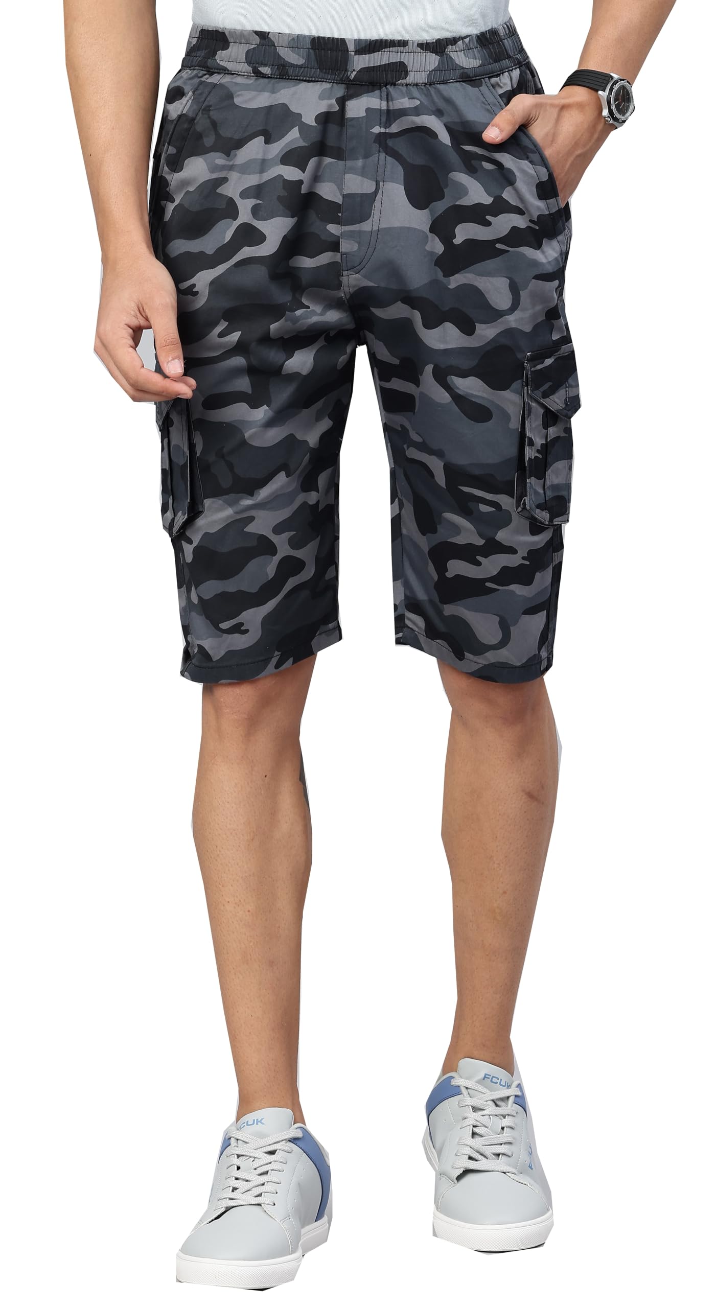 adbucks Men's Regular Fit Army Print Cargo Style 3/4th Pants-picture-12