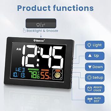 Geevon Atomic Clock 5.9 Color Display with Temp & Humidity