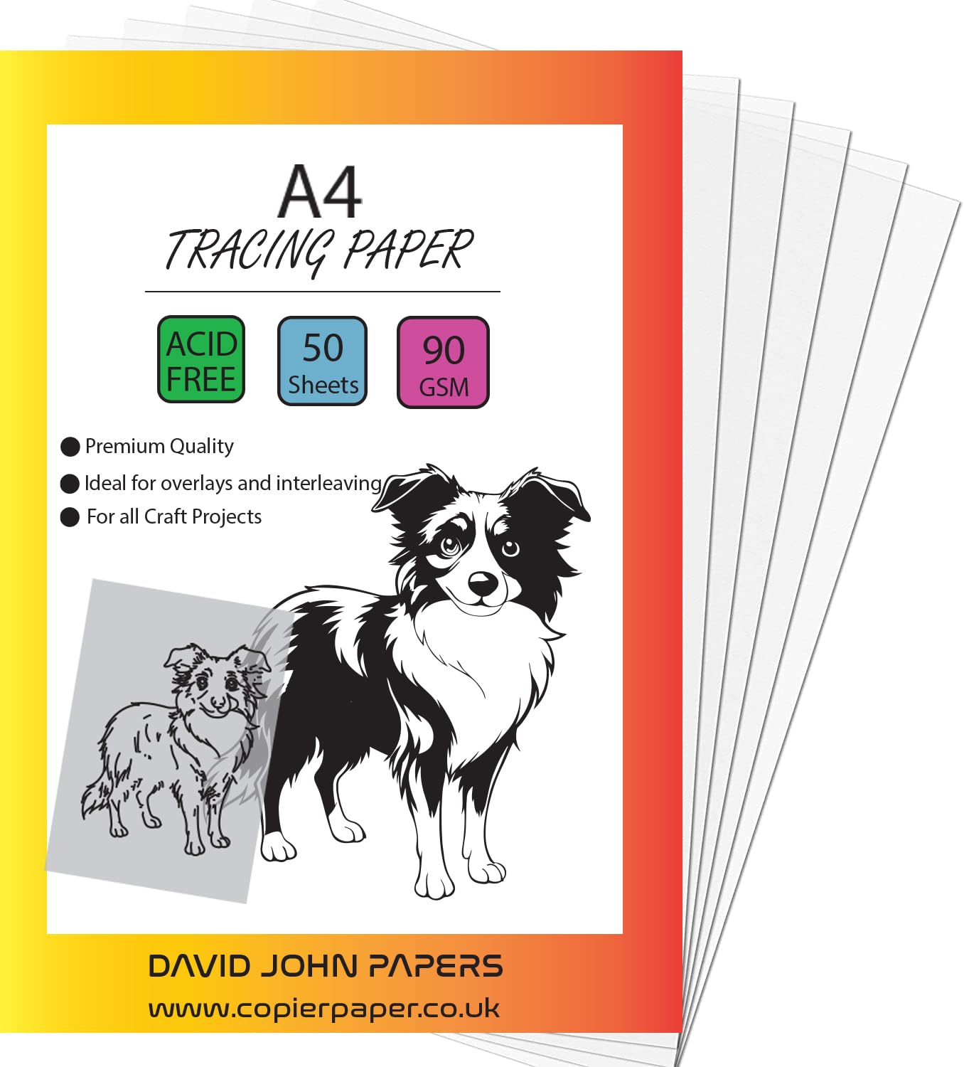 DJP Tracing Paper A4 50 Sheets 90gsm Translucent Drawing Art Calligraphy Vellum Acid Free High Transparency Technical Drawing Paper for Drawing Sketching Dressmaking