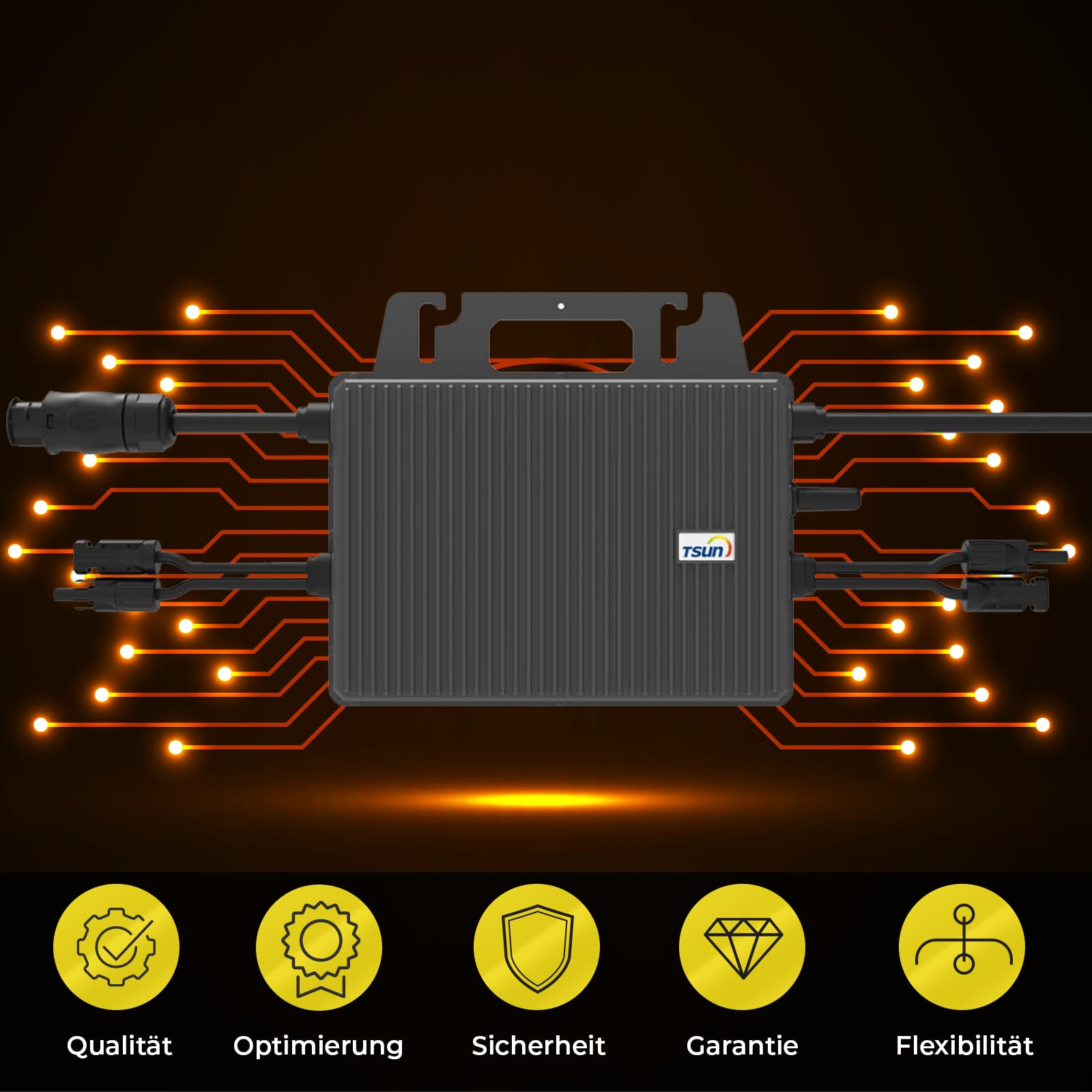 TSUN Mikro-Wechselrichter 800 W TSOL-MS800 für Balkonkraftwerk, IP67 wetterfest, Plug-&-Play Installation, 2 MPPT, Bluetooth & WiFi, Micro Inverter