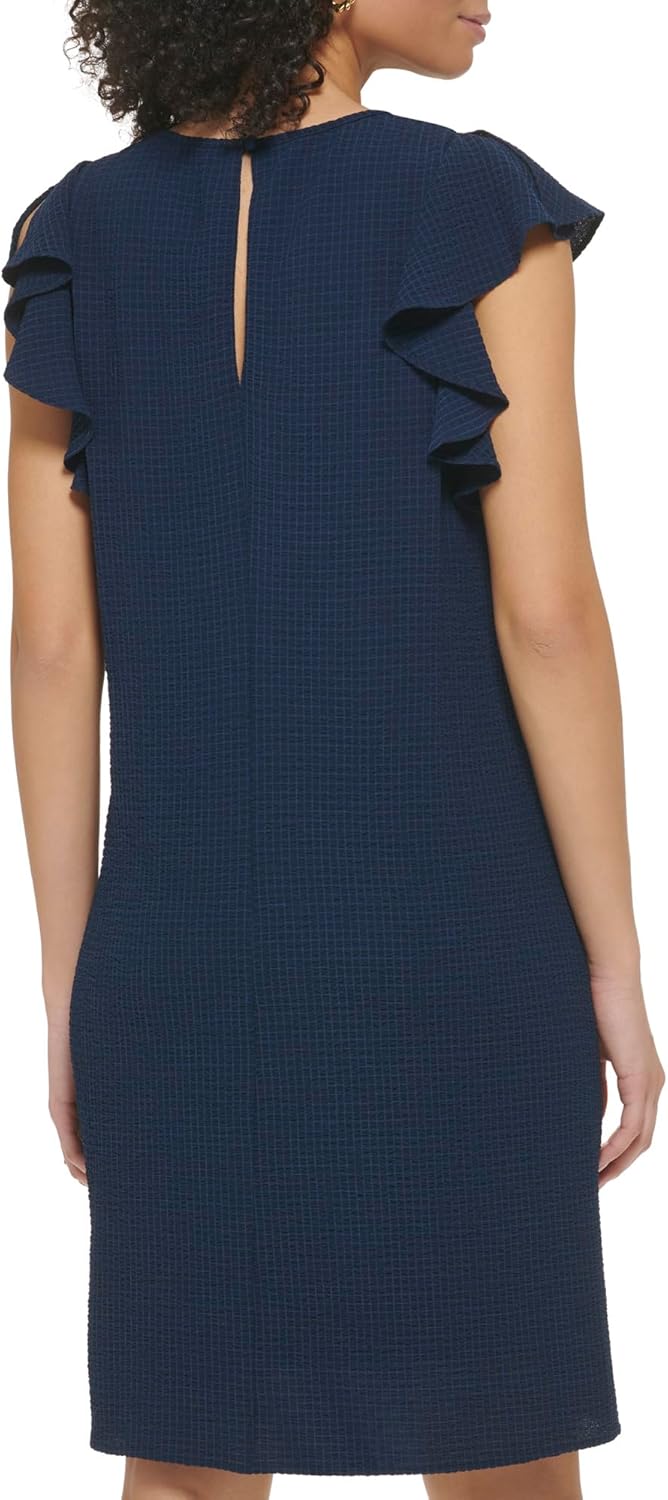 Jessica Howard Womens Flutter Sleeve Chiffon Shift Mini Dress - Image 3