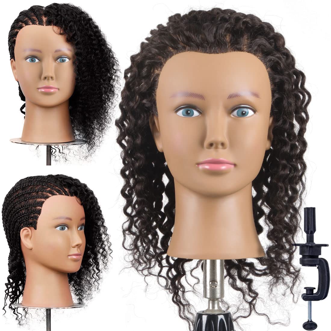 Curly Brown Hair Mannequin Marianna Ms. Maya Dark Skin Complexion Curly Hair Mannequin  main image 2
