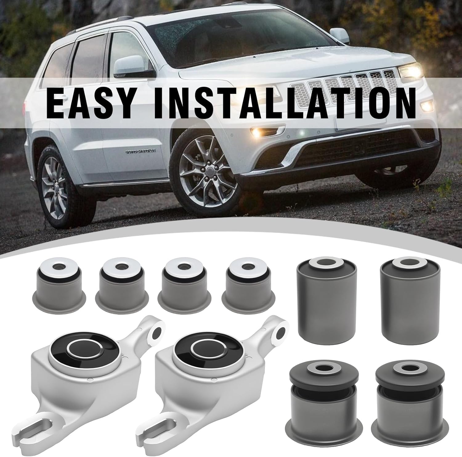 10-Piece Front Control Arm Bushing Kit, Replacement for Jeep Grand Cherokee Replacement for Dodge Durango 2011-2015, Replaces 68022624AE 05168158AA K201335 K201261