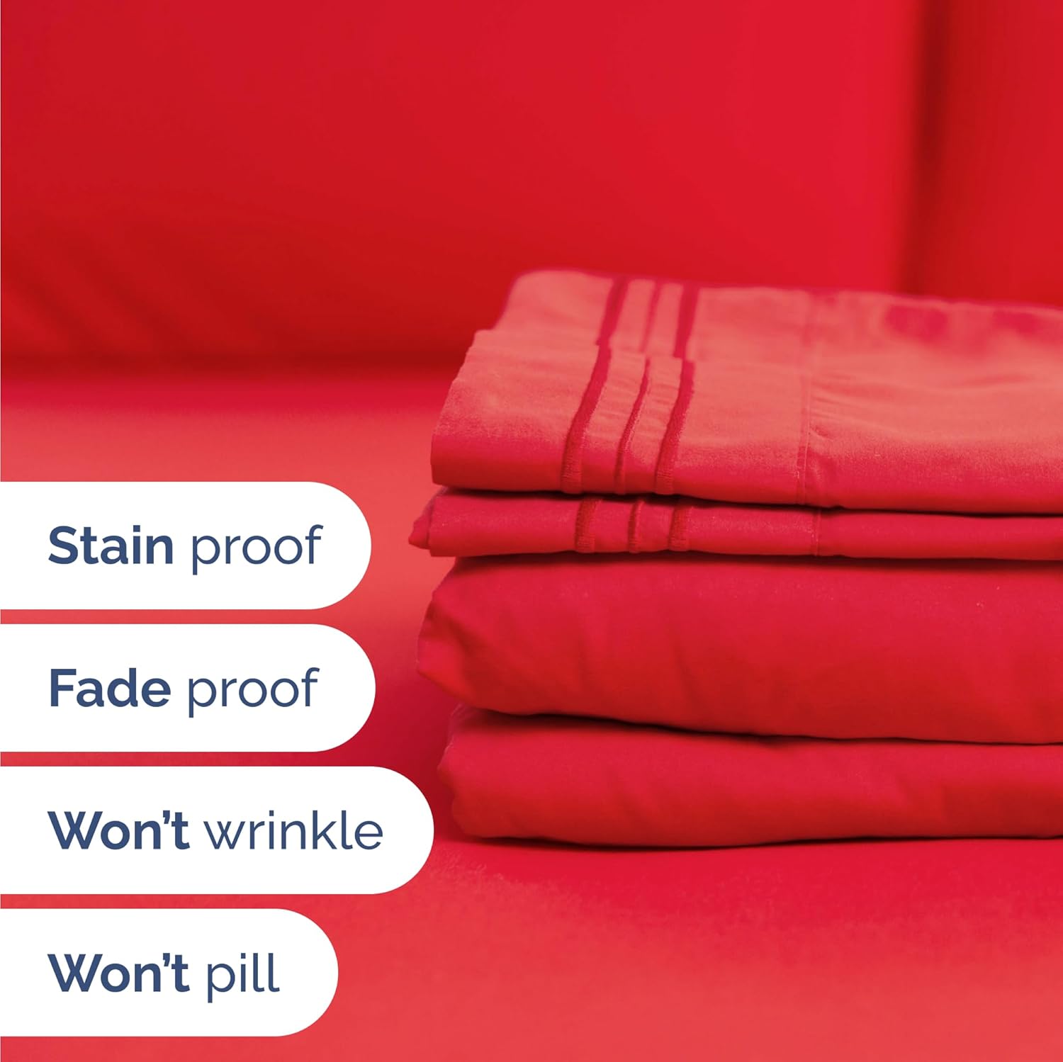 Twin Size 3 Piece Sheet Set - Comfy Breathable & Cooling Bed Sheets Set - Hotel Luxury Bedding for Women, Men, Kids, Teens, Boys and Girls - Deep Pockets, Ultra-Soft & Wrinkle Free - Oeko-Tex - Red thumbnail