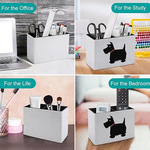 Miniatura 4 de Scottish Terrier - Estuche organizador de escritorio para bolígrafo de perro de piel sintética para oficina en casa