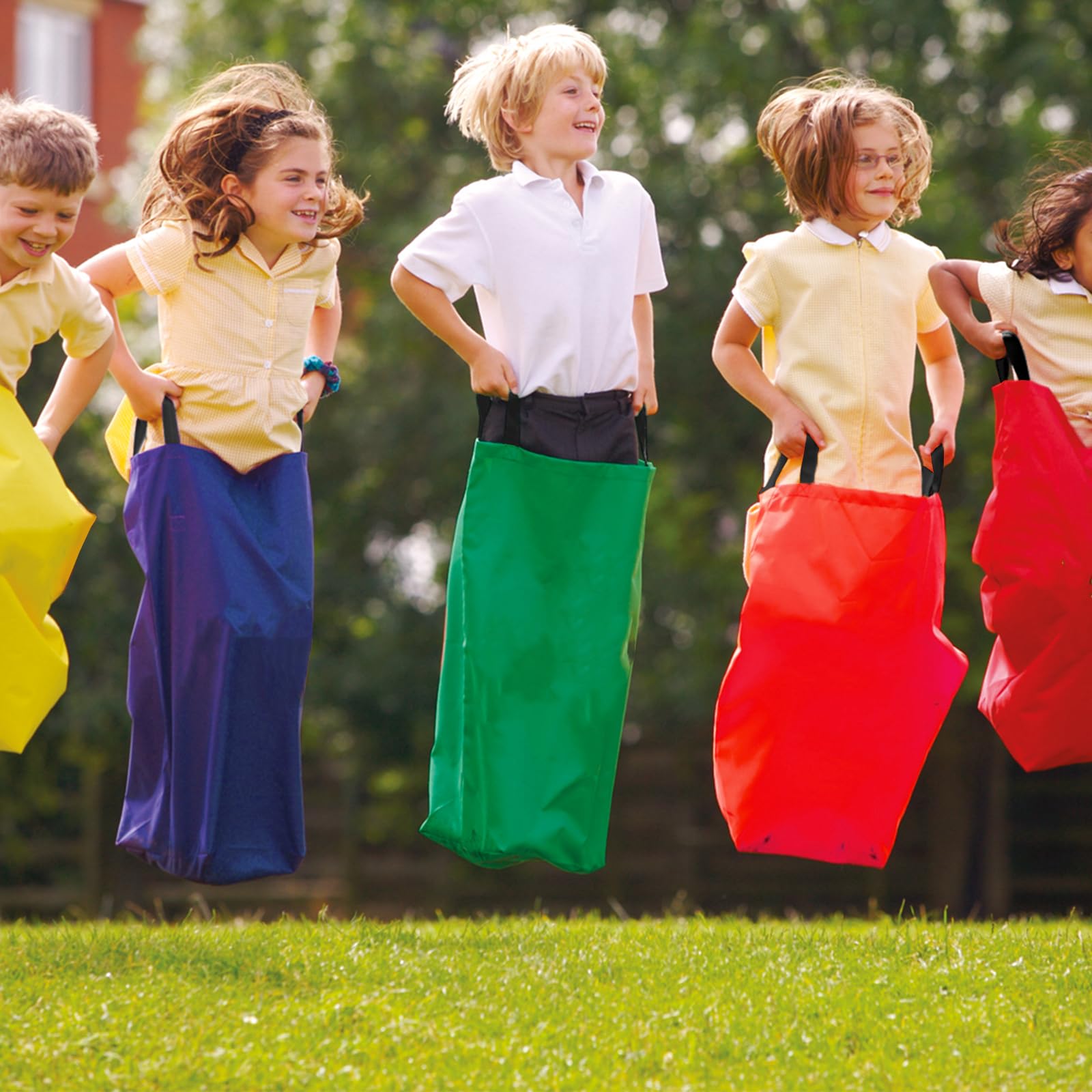 Wowagoga Potato Sack Race Bags 28x40'', Colorful Jumping Pocket Adult Sense Sports Game Equipment Party Accessory for Field Day,Outdoor Picnic Party(Set of 4) - Image 5