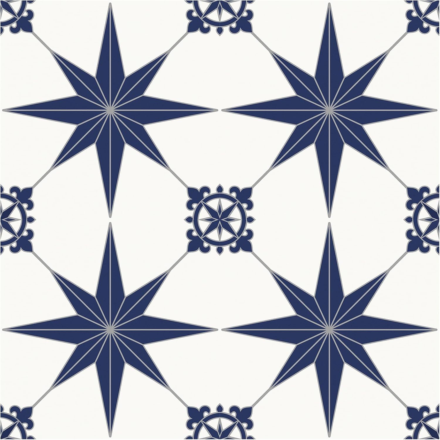 MORCART 20PCS Self Adhesive Floor Tile 20 x 20cm Peel and Stick Vinyl Flooring Waterproof DIY Flooring for Bathroom, Kitchen, Fireplace, Pet House, Stairs, Bedrooms, Wall Dark Blue White FT11053