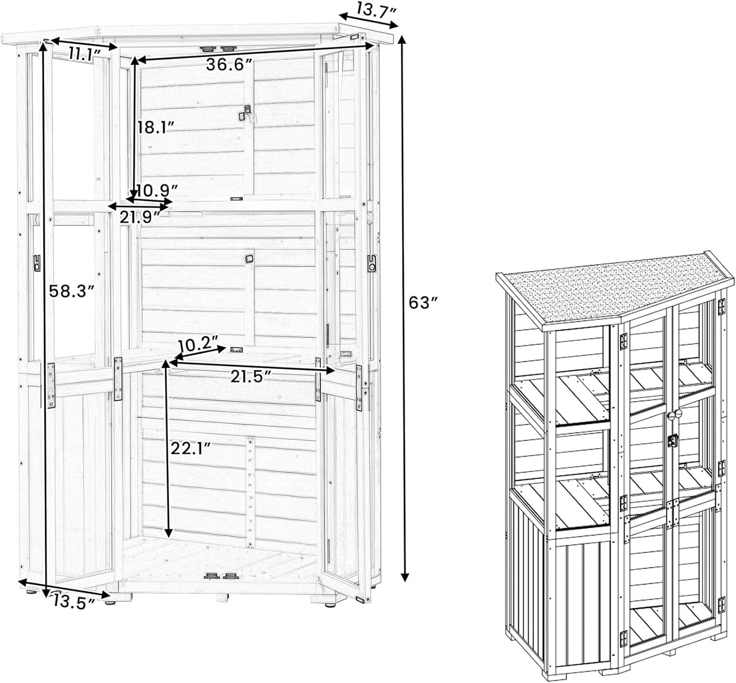 Wooden Cold Frame Greenhouse, Large Wood Tool Storage Shed, Garden Cold Frame with Adjustable Shelves for Outdoor, Backyard, Patio, Lawn, White
