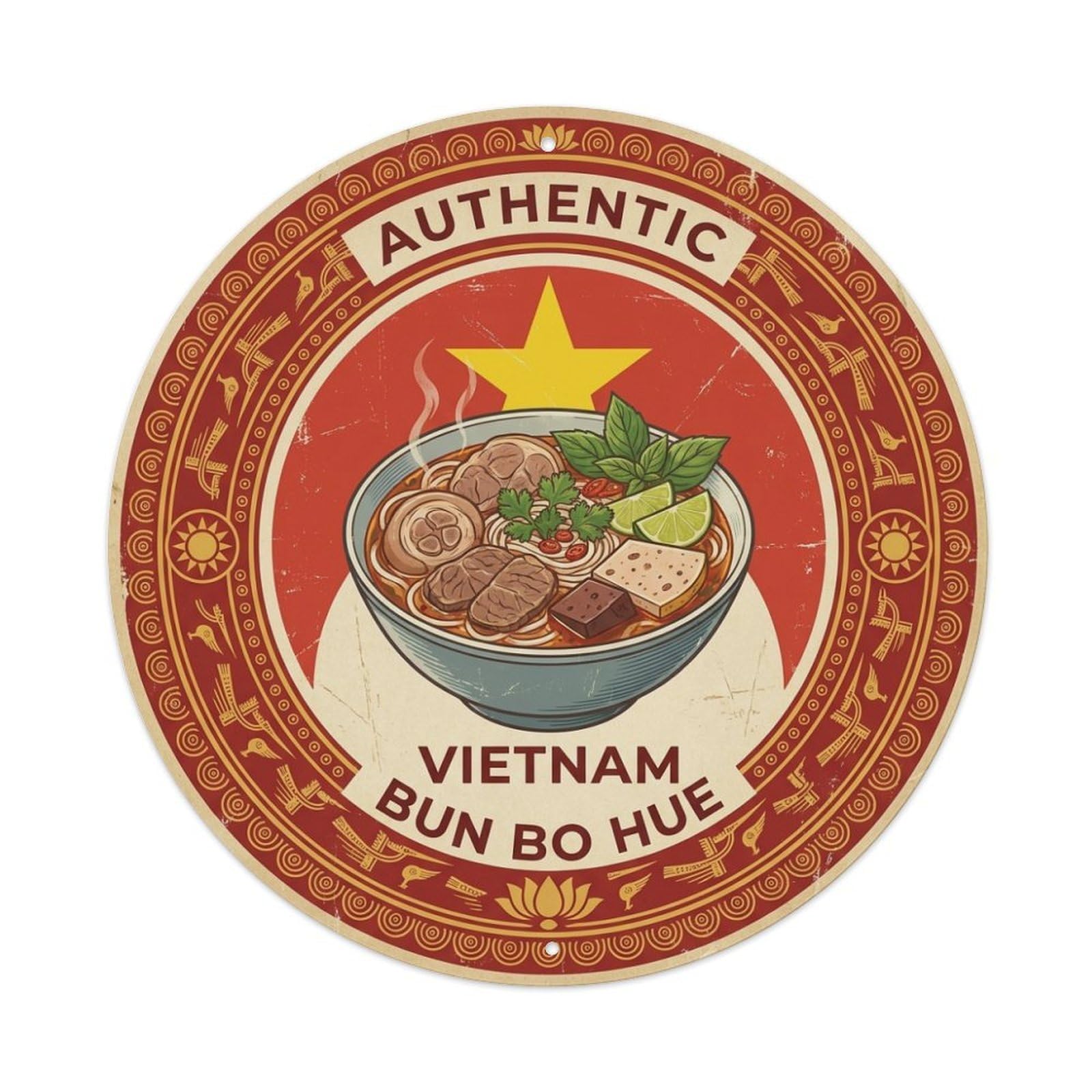 Vietnam Beef Noodle Soup Travel Regional Cuisine Metal Tin Sign