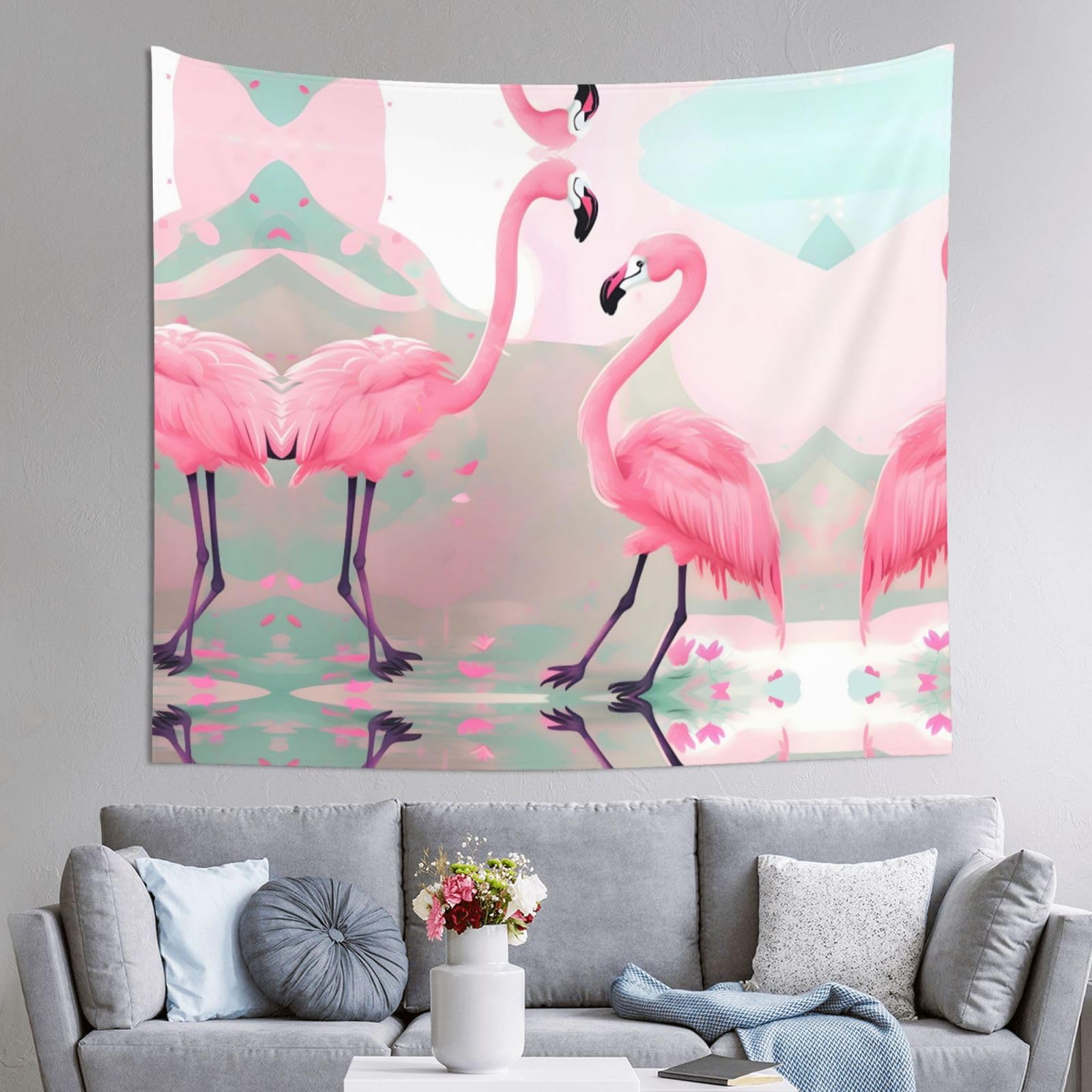 ZZYYDS Wall TapestryLove Flamingo for Living Room DormWall Hanging Home Decor Party Background, Decorative Poster 60x51in