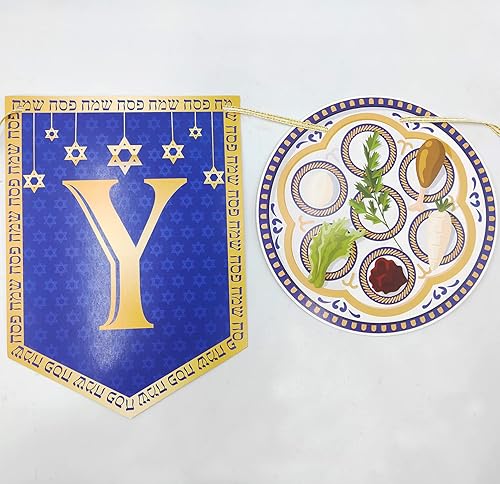 Miniatura 6 de Guirnalda de banderines de Pascua para Pascua, decoraciones de fiesta para Pascua, Seder, judío, Hanukkah, decoración del hogar