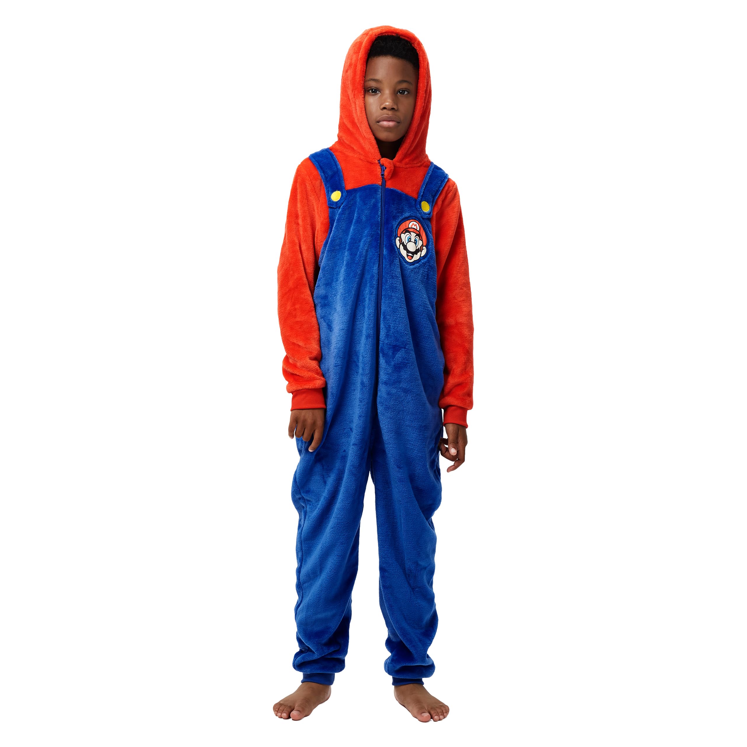 Super Mario Pigiama Intero Bambino | Onesie a Maniche Lunghe | Tuta Intera Pile Ragazzo