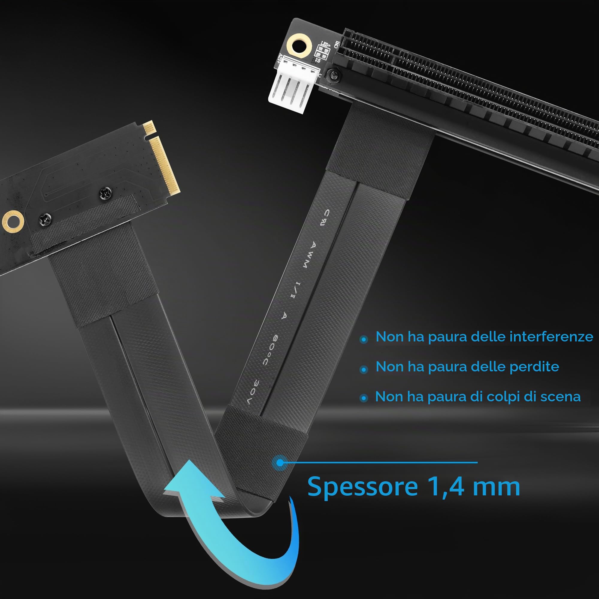 CERRXIAN M.2 NGFF a PCI-e 16x scheda grafica, 90 gradi sinistra M.2 NGFF chiave a PCI-Express 16X cavo di prolunga (destra)