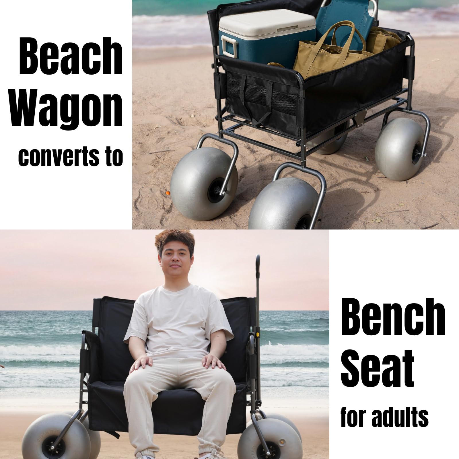 Folding Wagon Beach Wagon Converts To Chair Beach Rolling Wagon