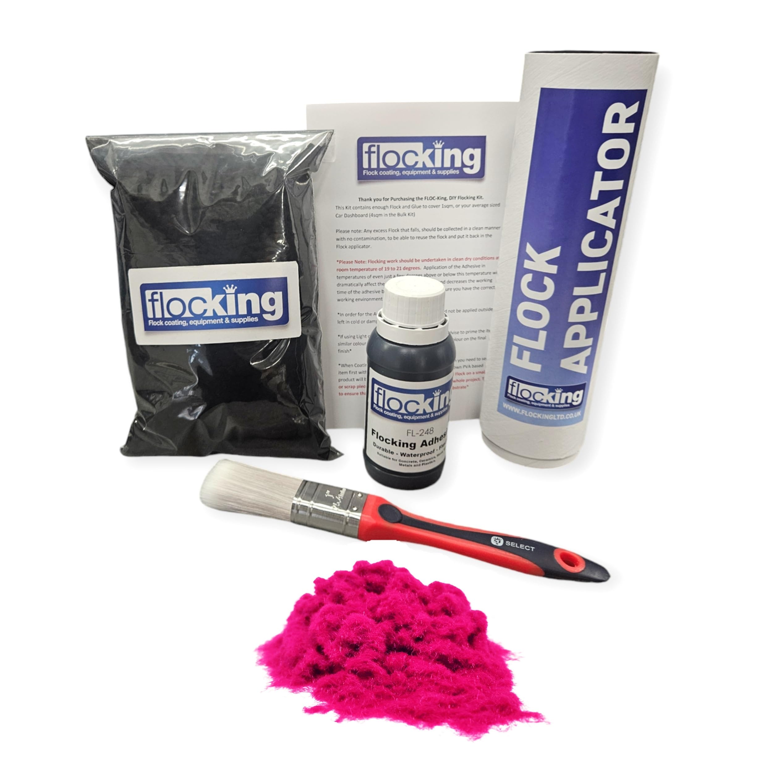 DIY Beflockungs-Set – Hot Pink – Beflockungspulver – Nylon-Beflockung – Einfach zu verwenden