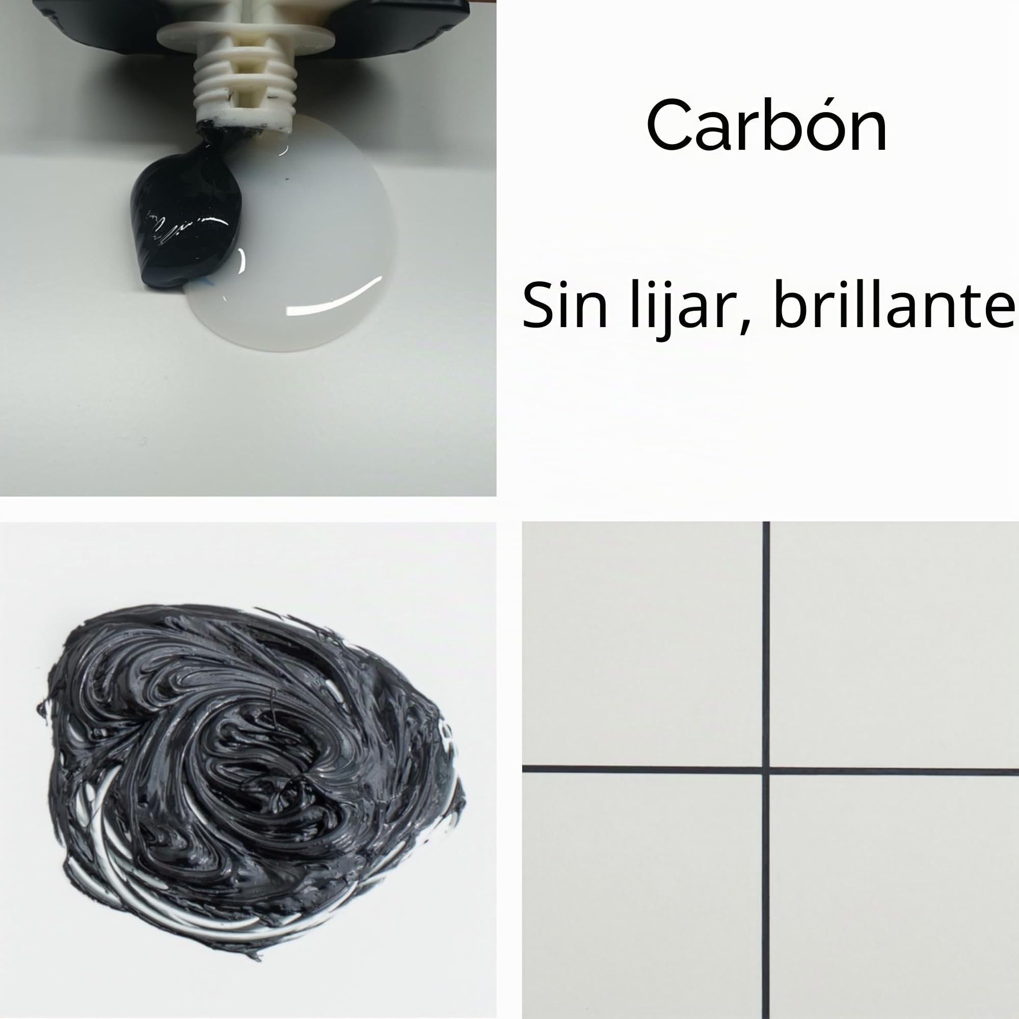 Lechada epoxi y herramientas para azulejos y piedra, resistente al agua, manchas, moho, grietas y productos químicos, listo para usar, fácil de usar (carbón vegetal, sin arena, con TK1N)