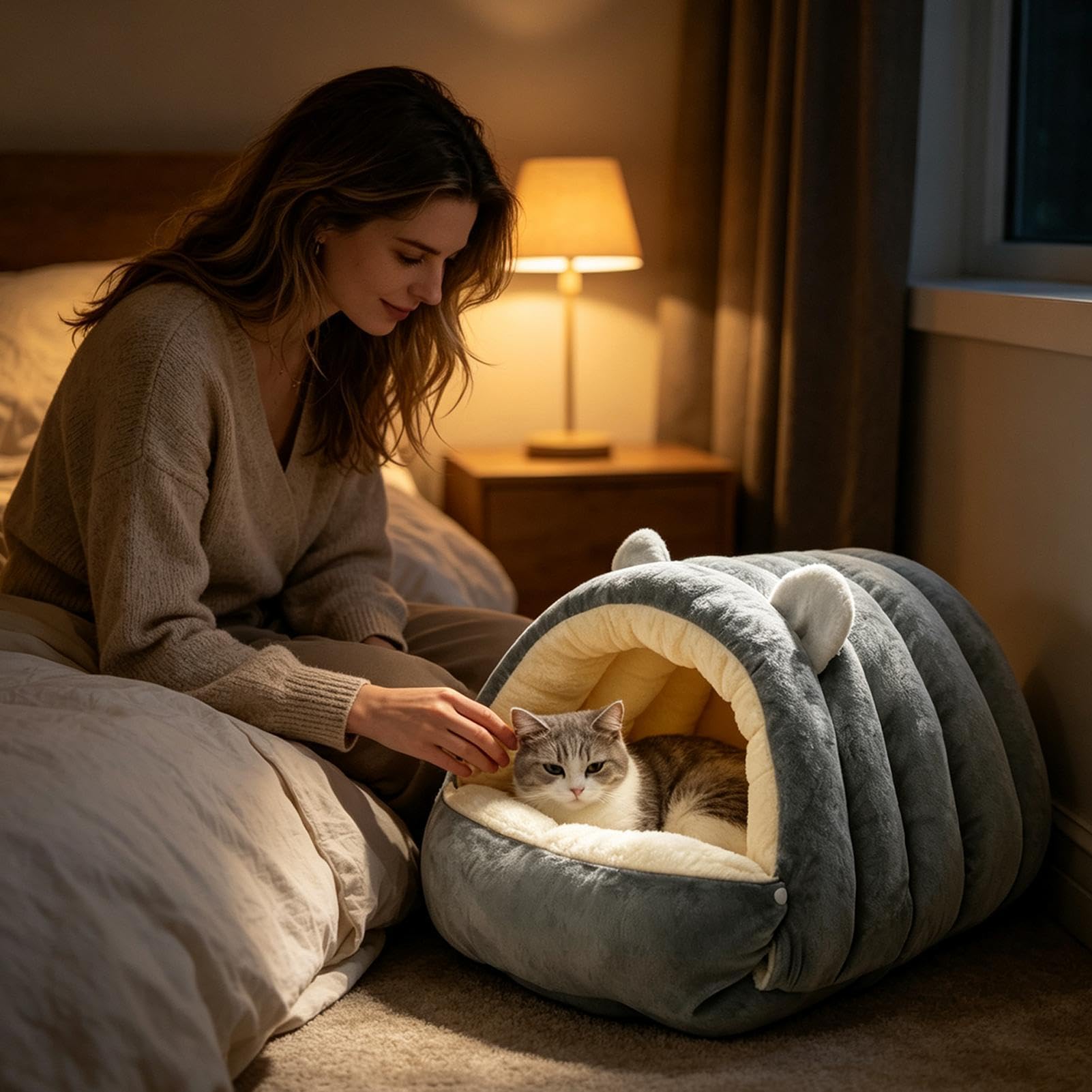 Niche grotte pour chien douce maison en dôme avec fermeture éclair chaude | Niche fermée pour chiens, chiots, animaux domestiques, intérieur, hiver, maison, salon, chambre, cuisine, canapé, voyage