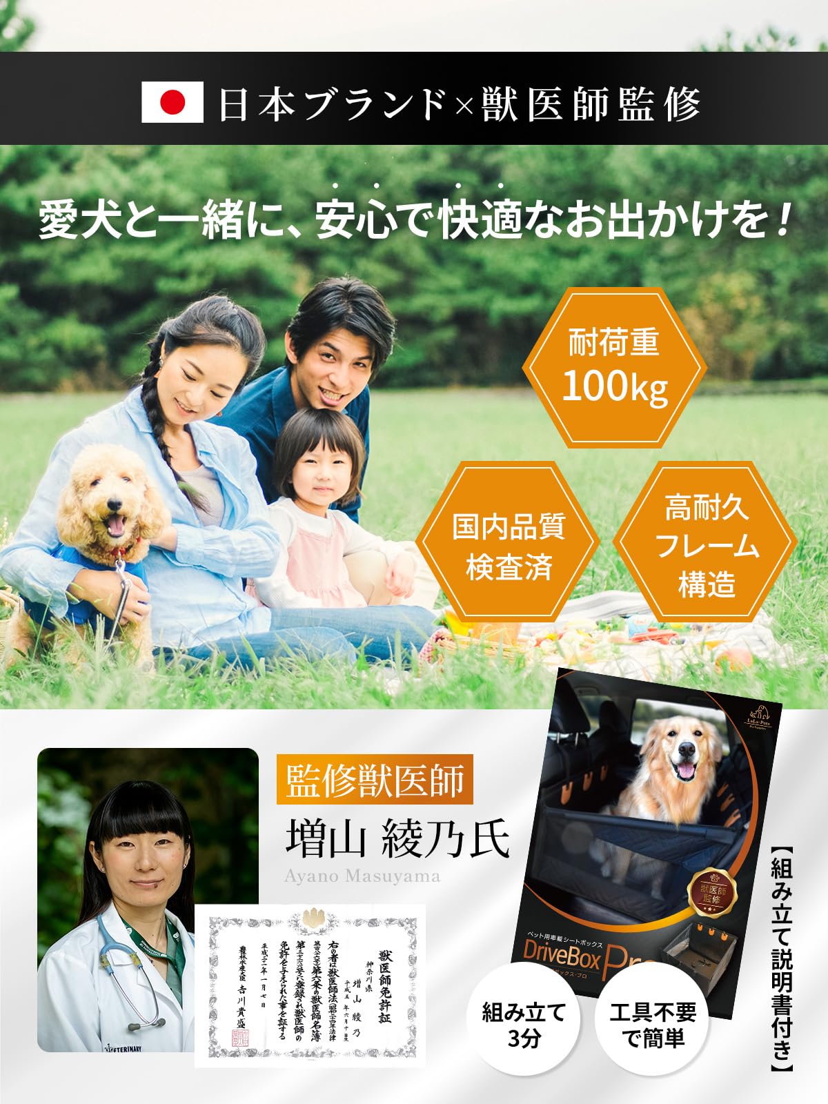 Amazon.co.jp: 【獣医師監修／JPPMA認定品】ドライブボックス 大型犬用