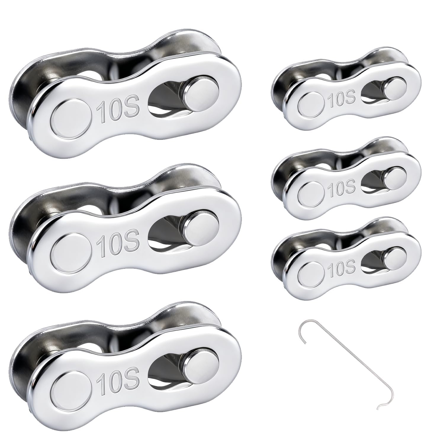 DIPZO Bicycle Chain Link 10-Speed Quick Release Master Link, 6 Pairs Reusable Bike Chain Lock, Compatible with Shimano Chains for Mountain and Road Bikes