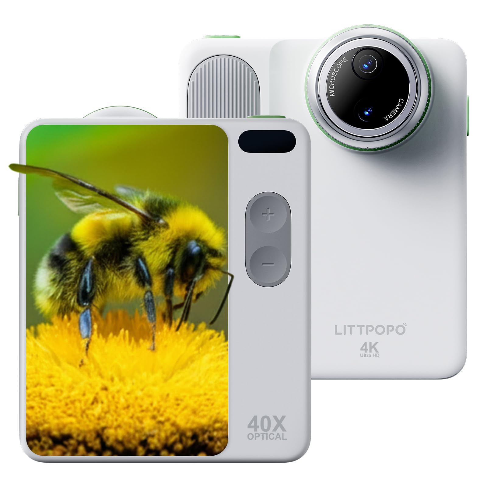 MicroCam-X1 Fotocamera Digitale, Sensore CMOS 12MP, Microscopio 400X, Video 4K, Autofocus, LCD da 3,5 pollici, Fotocamera compatta per bambini per l'apprendimento STEM | Point & Shoot