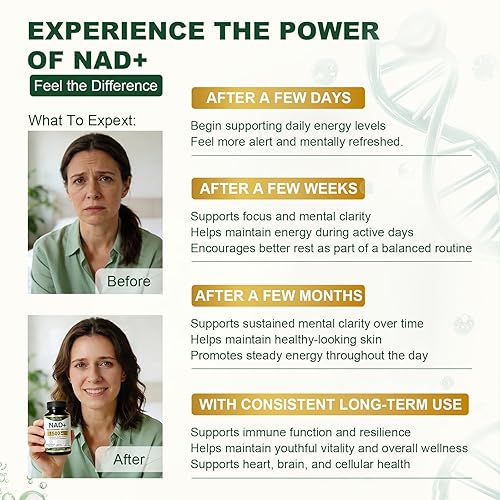 Miniatura 7 de Suplemento NAD de 1500 mg con resveratrol, urolitina A, CoQ10 para energía celular, enfoque, salud de las mitocondrias, digestión, desintoxicación,