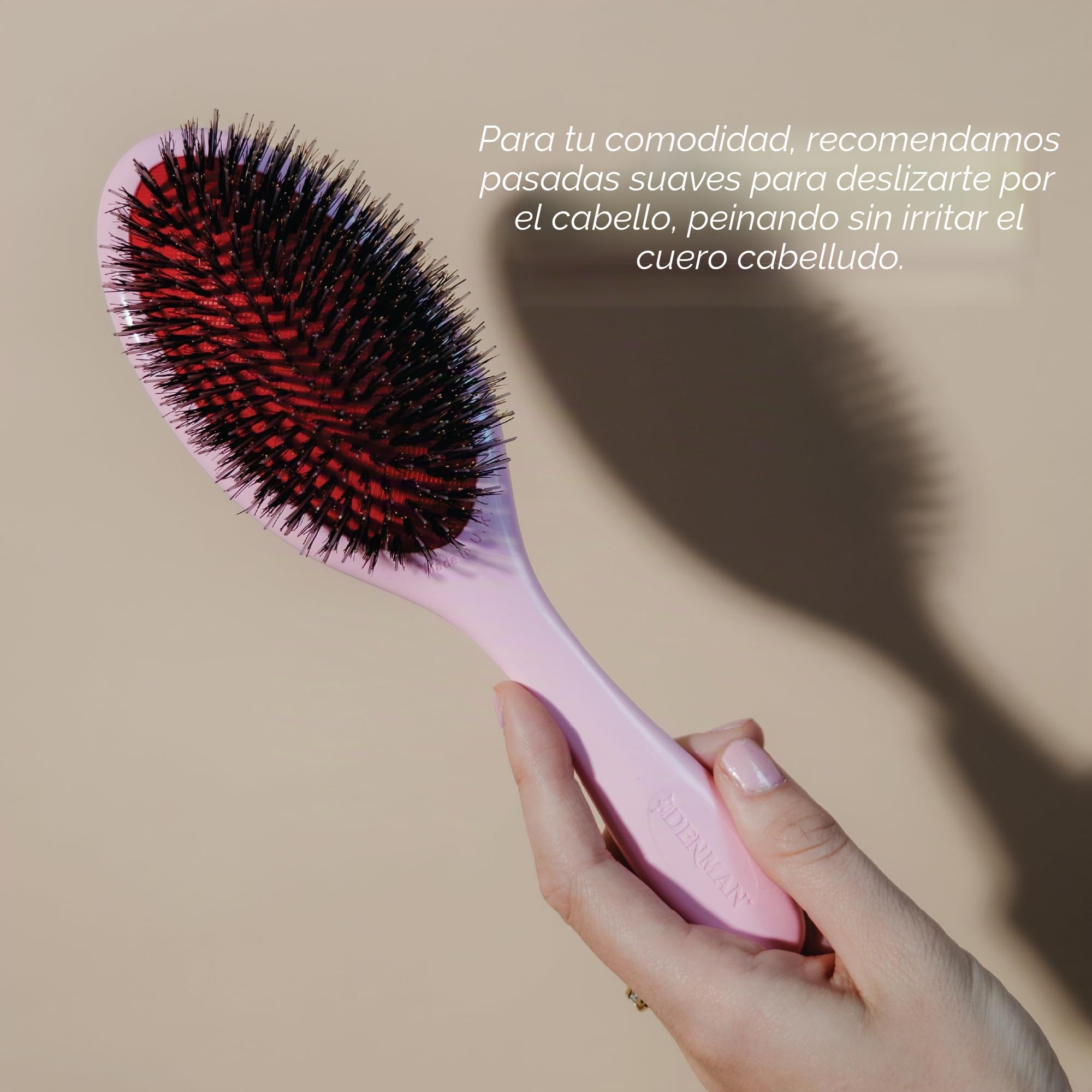 Denman Style & Shine Smoother Cepillo para el cabello (Mediano) con cerdas de púas de jabalí de nylon suave - Para alisar, desenredar, alisar – (Rosa Crush) D81M